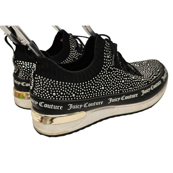 JUICY COUTURE Sneakers Womens Size 10 Bellamy Black Rhinestone Shoes Walking - Picture 6 of 12